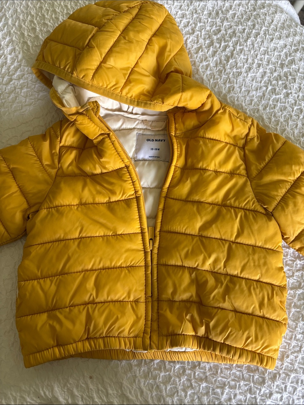 Old Navy Kids Hooded Puffer Jacket in Mustard